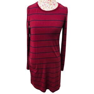❤️ GAP Red Navy Striped Long Sleeve Dress Women’s S Y2K Casual
